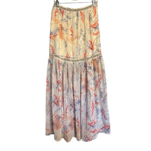 ASOS Maxi Skirt Size S White Multi-color Crochet Cut Out Bloomcore Side Slits